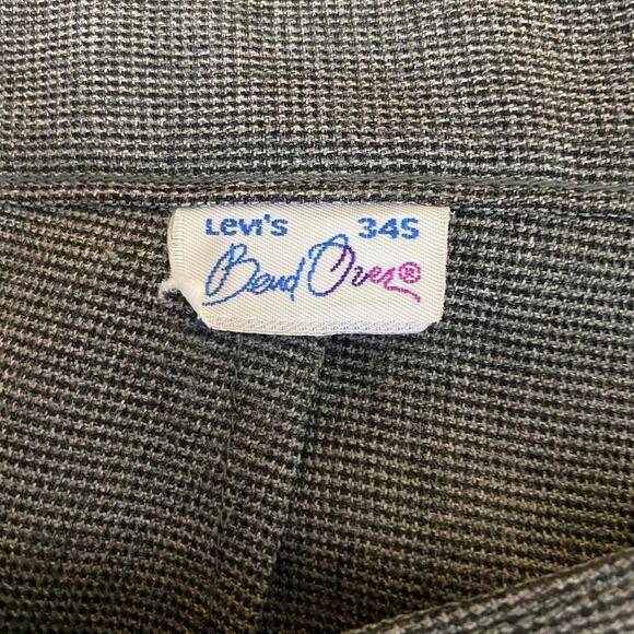 Levi’s Bend Over Gray Houndstooth Pants 34S | Vintage Stretch Pull-On Slacks - Picture 2 of 11